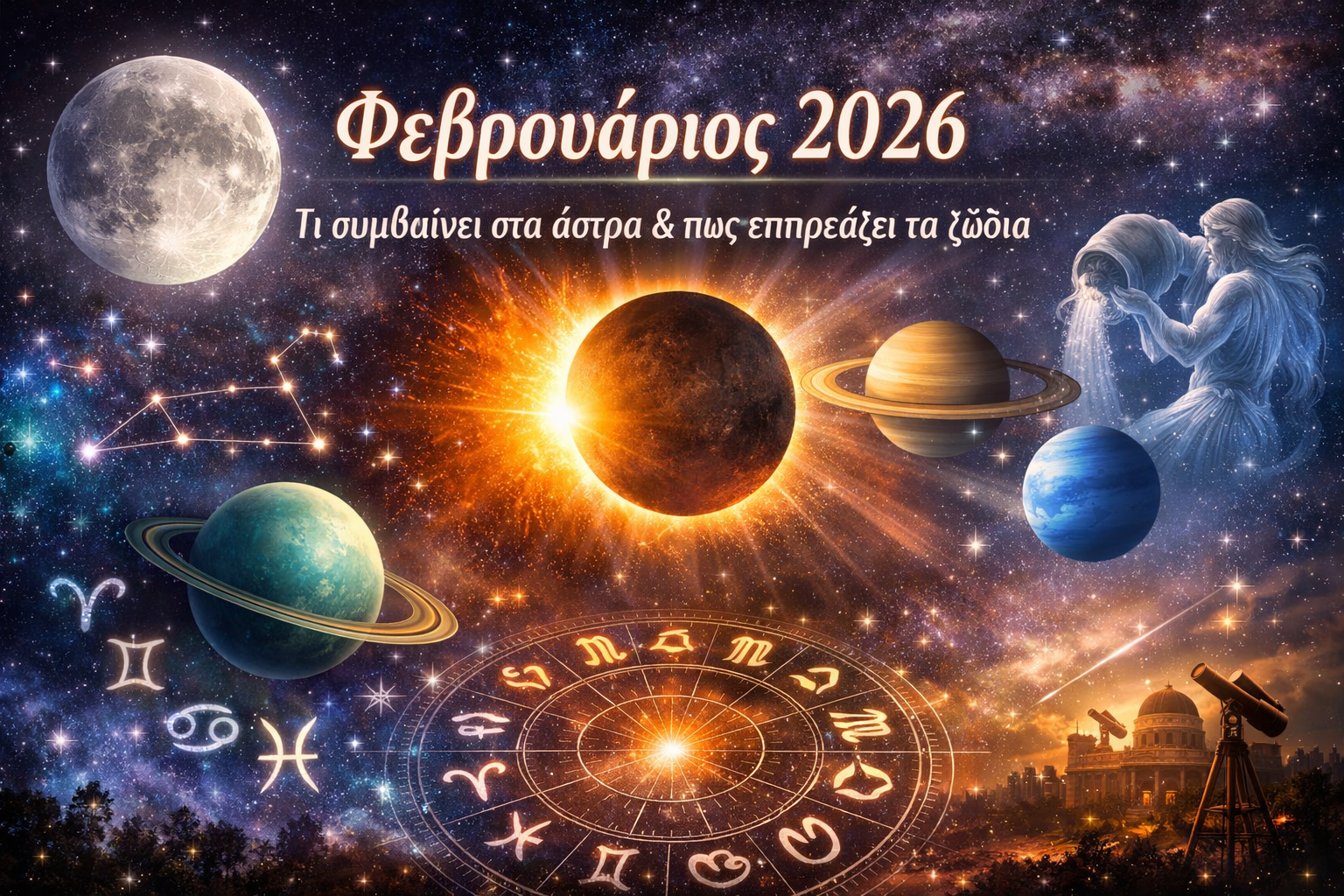 Φεβρουάριος 2026: Τι συμβαίνει στα άστρα & πως επηρεάζει τα ζώδια
